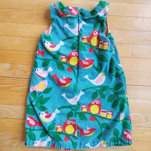 Mini Boden Colorful Bird Print Corduroy Jumper Dress Size 6-7 - Picture 2 of 3
